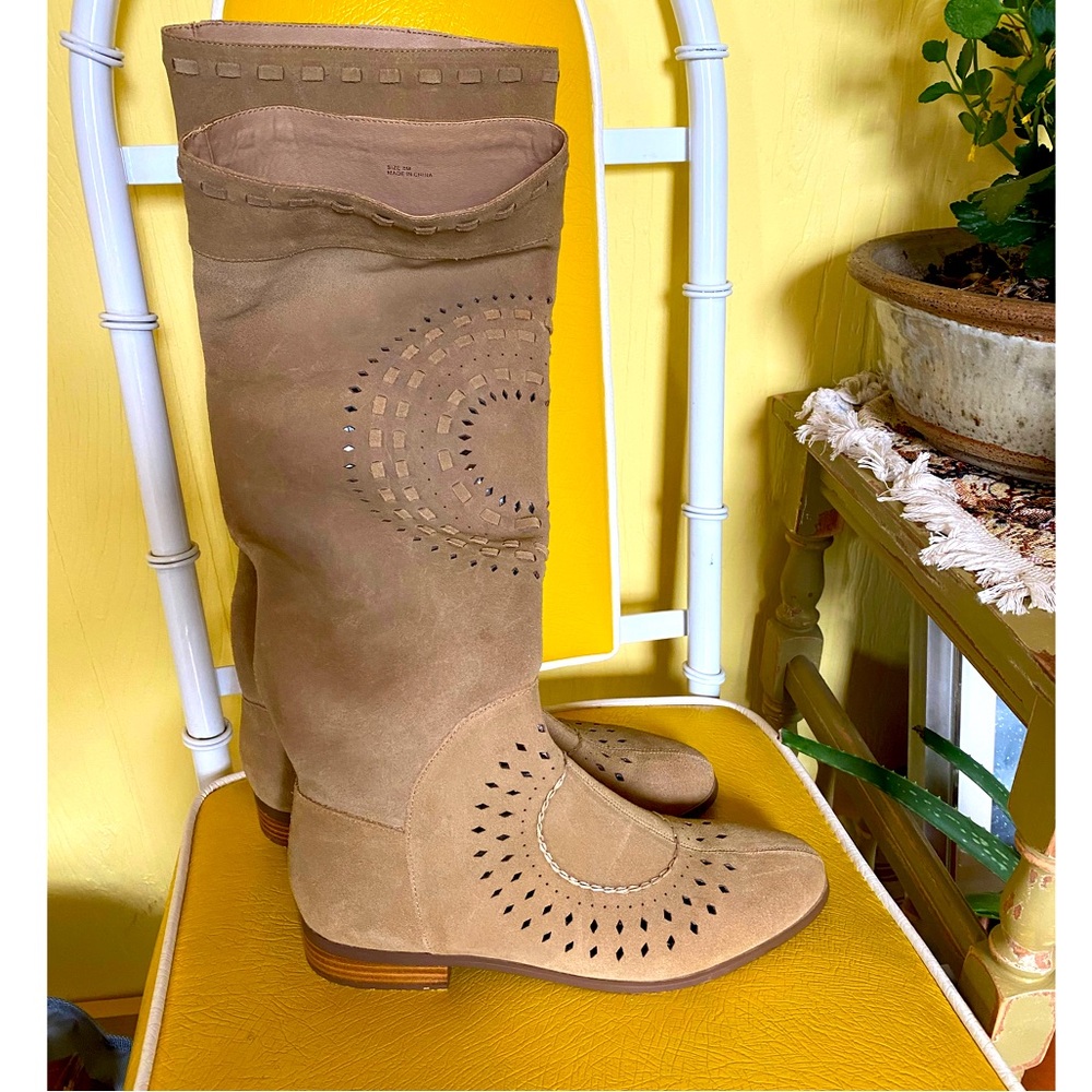 Anthropologie Farylrobin Cut-Out Knee-High Boots Size 8